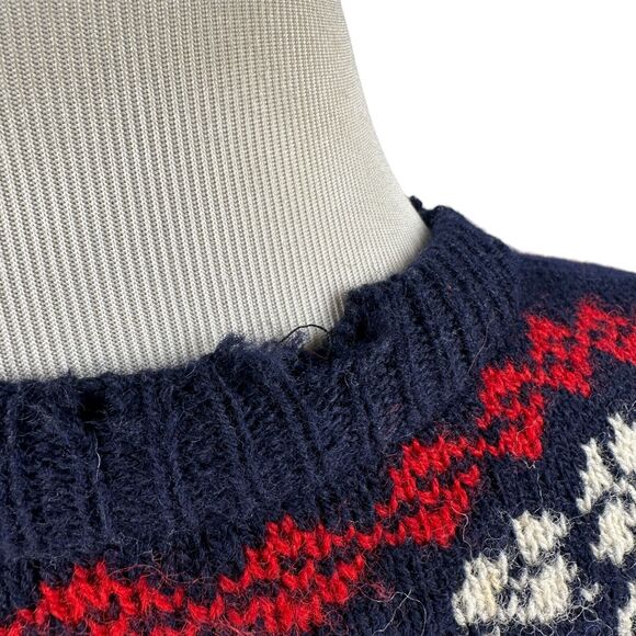 Vintage Rauma Christmas Cardigan Sweater Men's Medium Blue Red Deer Wool READ - Picture 12 of 12